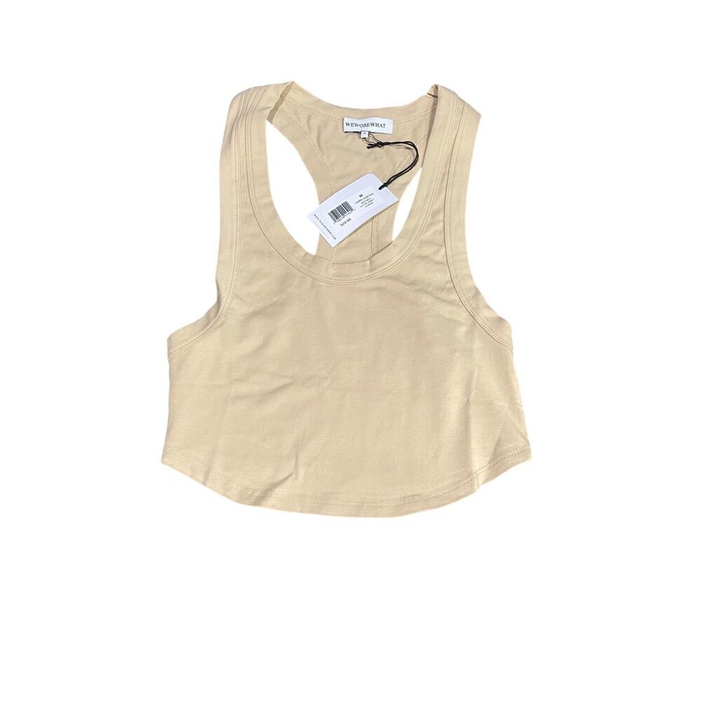 We Wore What Tan Cotton Cropped Scoop Tank Top M